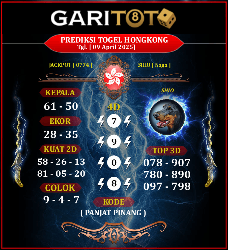 Prediksi GARITOTO Syair HK 09 APRIL 2025 dari Jambo Papeun yang Terpercaya.