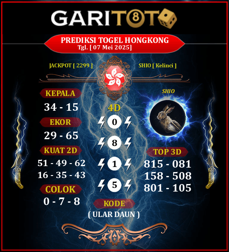 Prediksi GARITOTO Syair HK 07 MEI 2025 Sago yang Terpercaya.